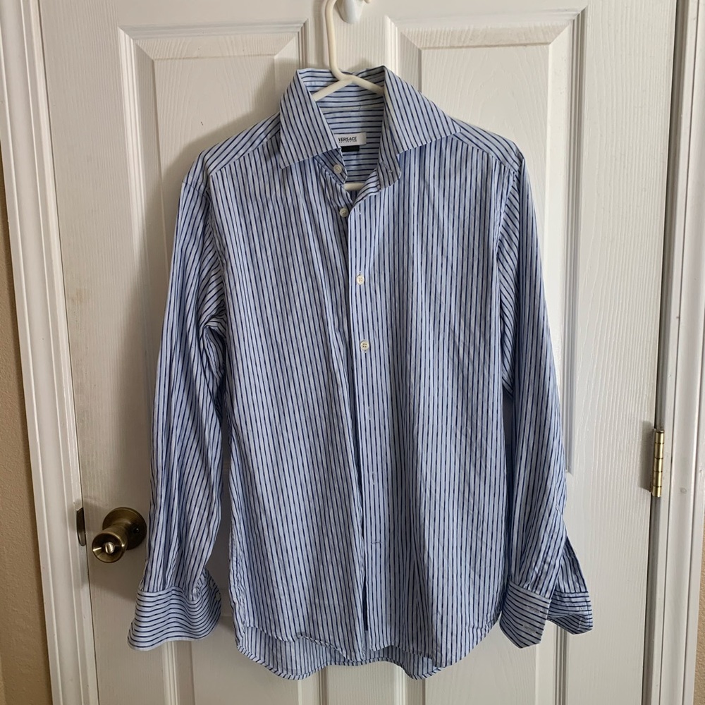Blue and white Versace shirt